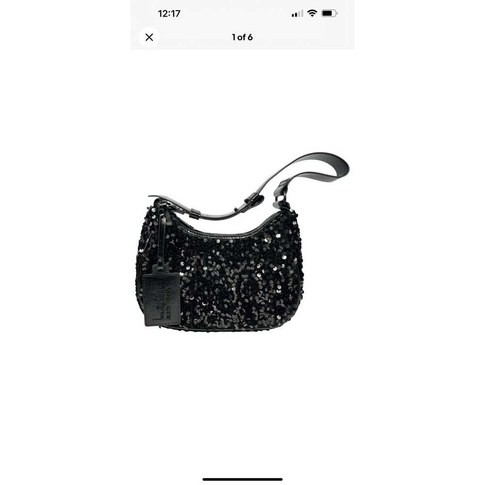 NWT $60 Nicole Miller black Sequined Shoulder Bag